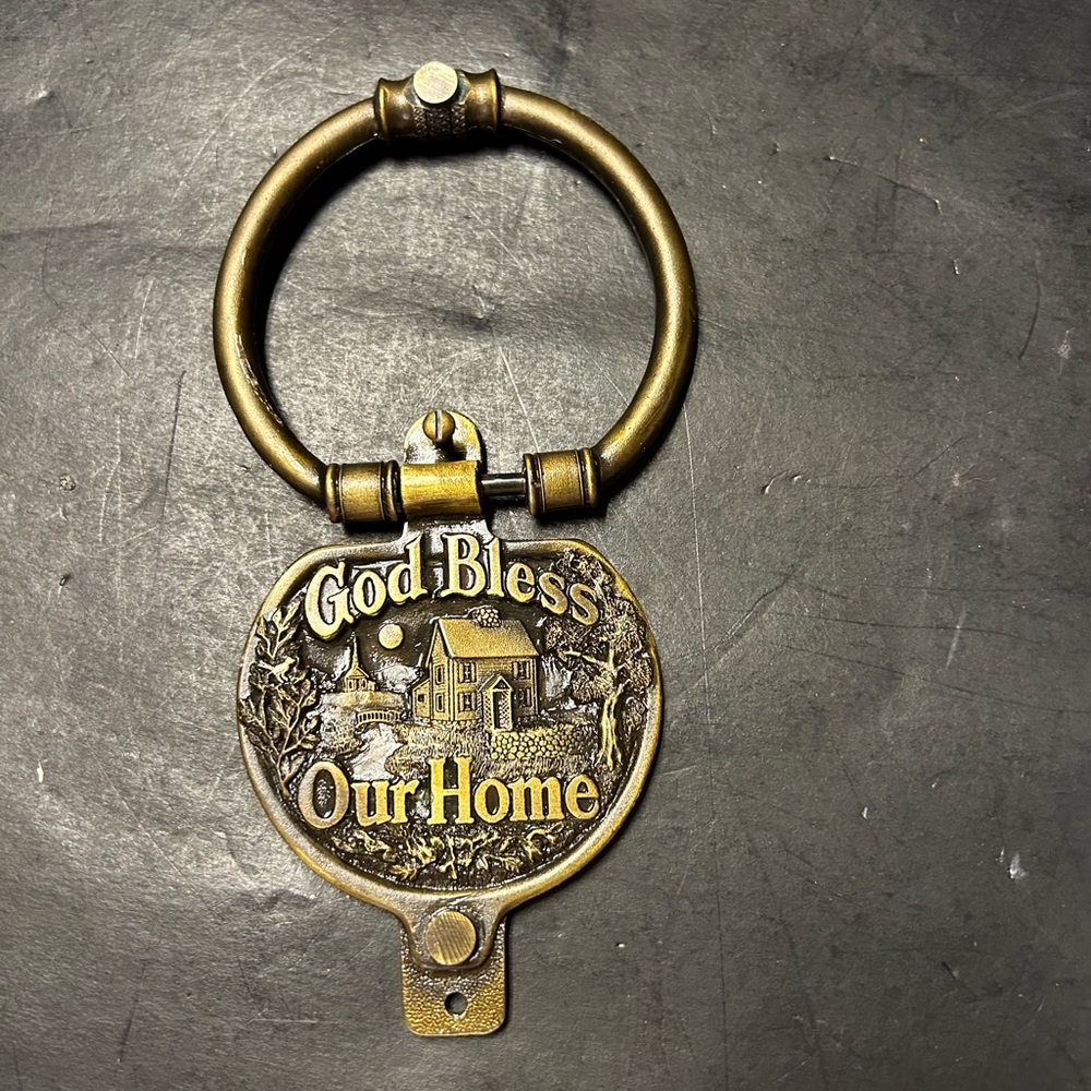 God Bless Our Home Brass door knocker